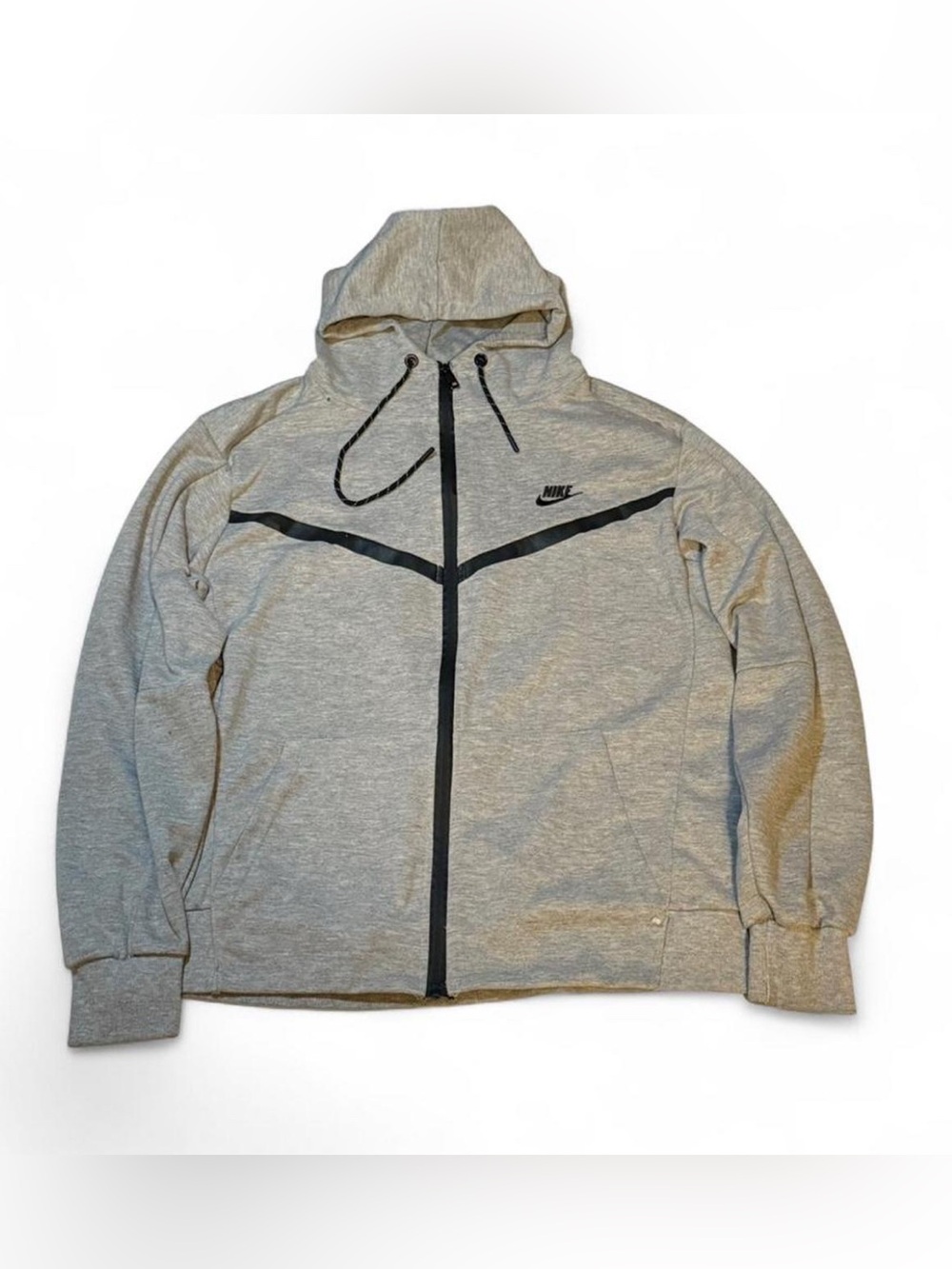 Nike Men's Grey Cotton Hooded full Zip-Up Jacket